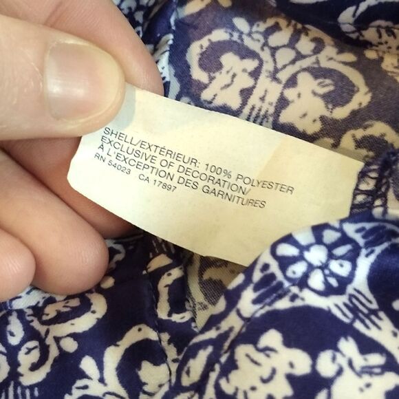 Gap Women's Size Large Royal Blue and White Print Scoop Neck Flowy Tank Top - Picture 9 of 10